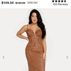 Elegant Brown Lace Dress